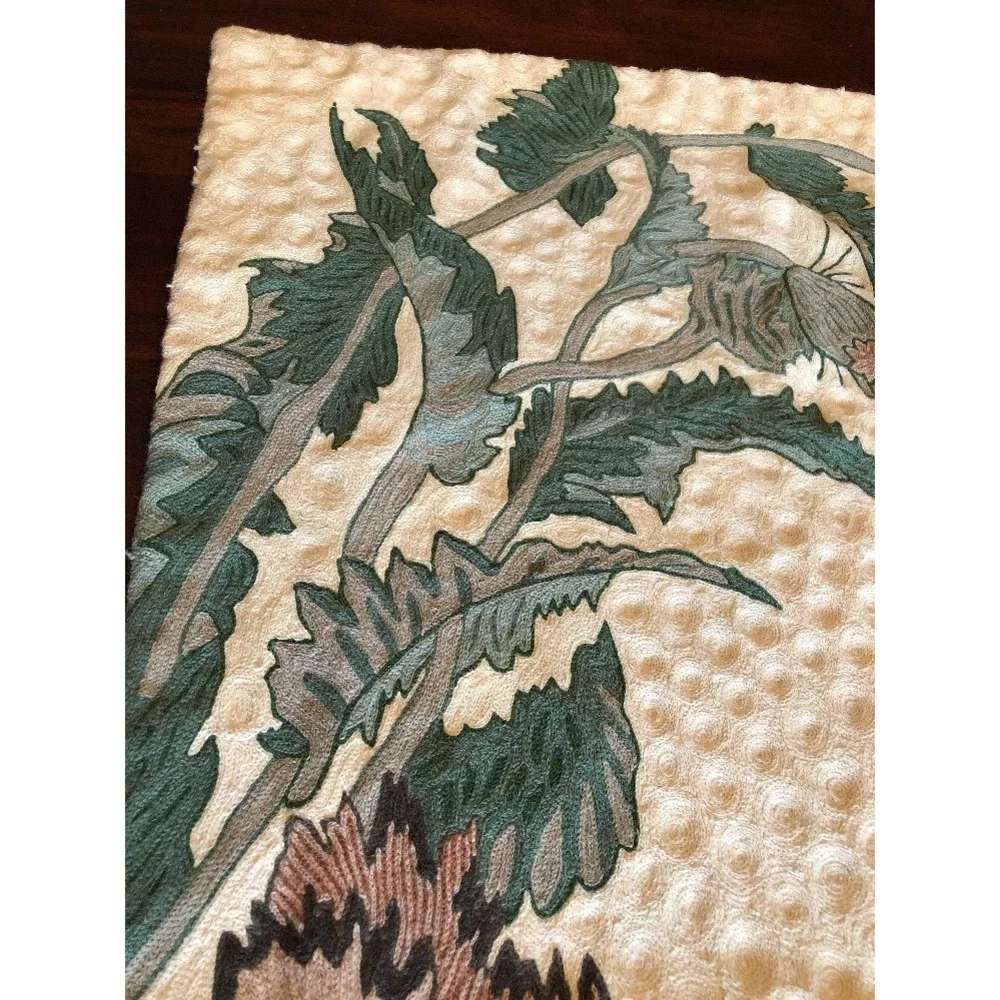 Embroidered Wall Hanging Art Modern Floral‎ Boho Decor Andraab Textiles Lg Wool